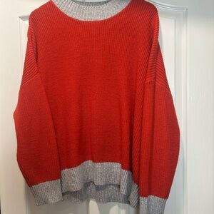 Calvin Klein Red and Gray Crew Neck Sweater